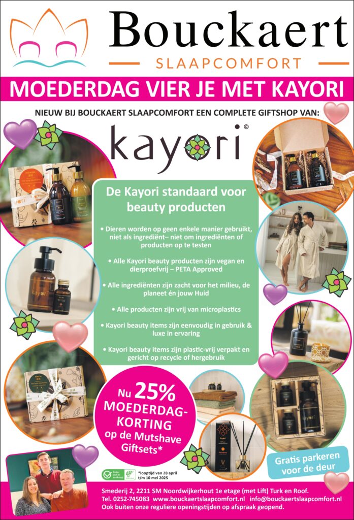 Ook voor Moederdag komt u naar Bouckaert Slaapcomfort. Wij hebben heerlijke beauty producten om je moeder eens goed te verwennen. Kayori zijn beauty producten zonder chemische rommel. We hebben leuke cadeauverpakkingen. Geef eens iets anders dan Rituals, iets natuurlijks. #Moederdagcadeau